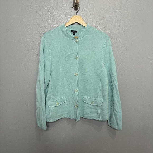 Talbots Sweaters - TALBOTS light blue sweater knit jacket size XLP
